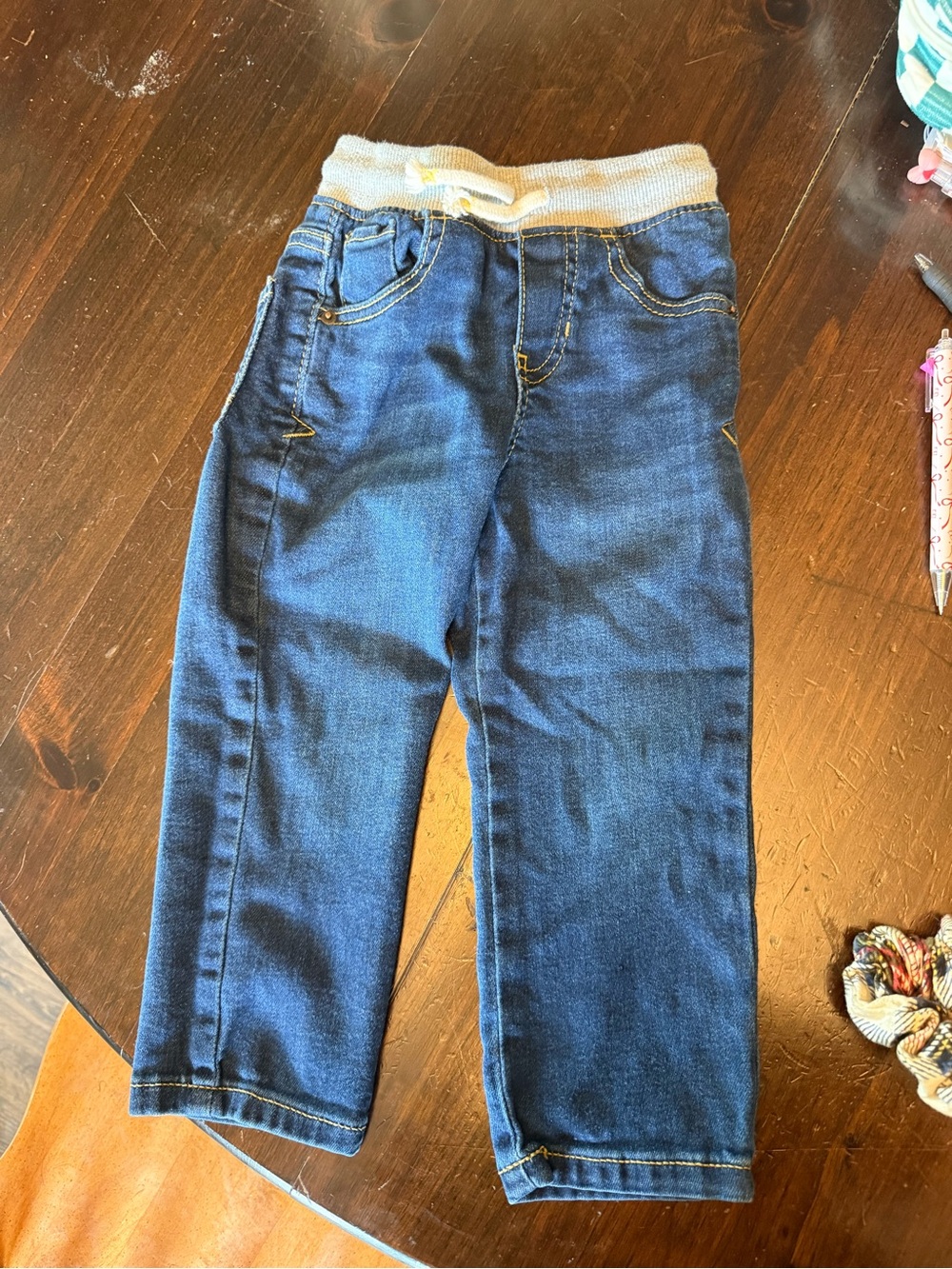 Cat & Jack Dark Blue Knit-Waist Denim Pants